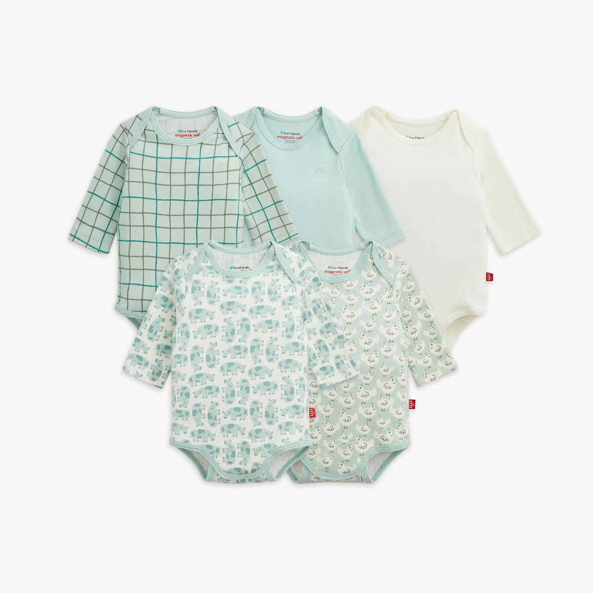 Magnetic 5-Pack Bodysuit Green Farm Combo - Magnetic Me