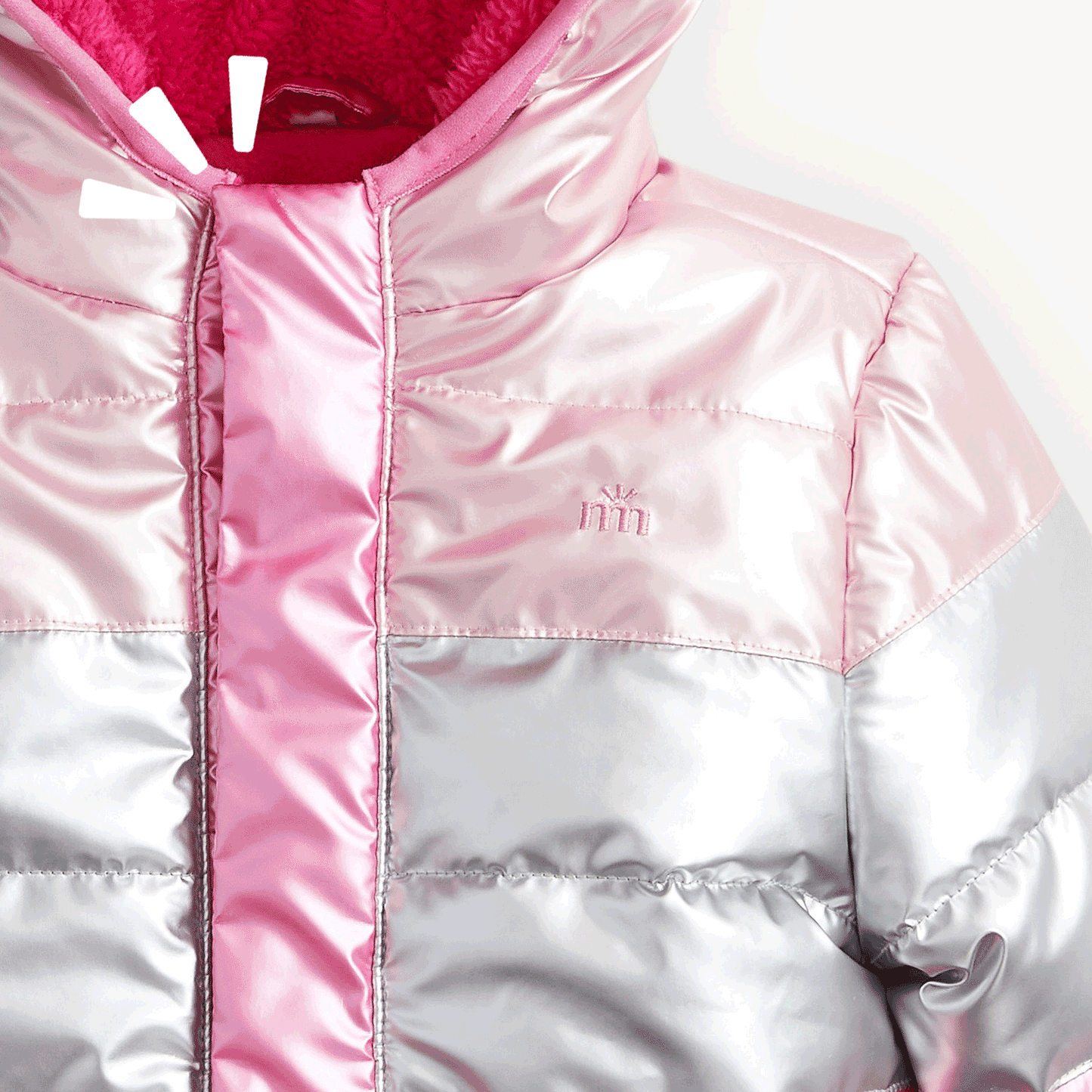 Midweight Magnetic Puffer Pink Colorblock Metallic - Magnetic Me