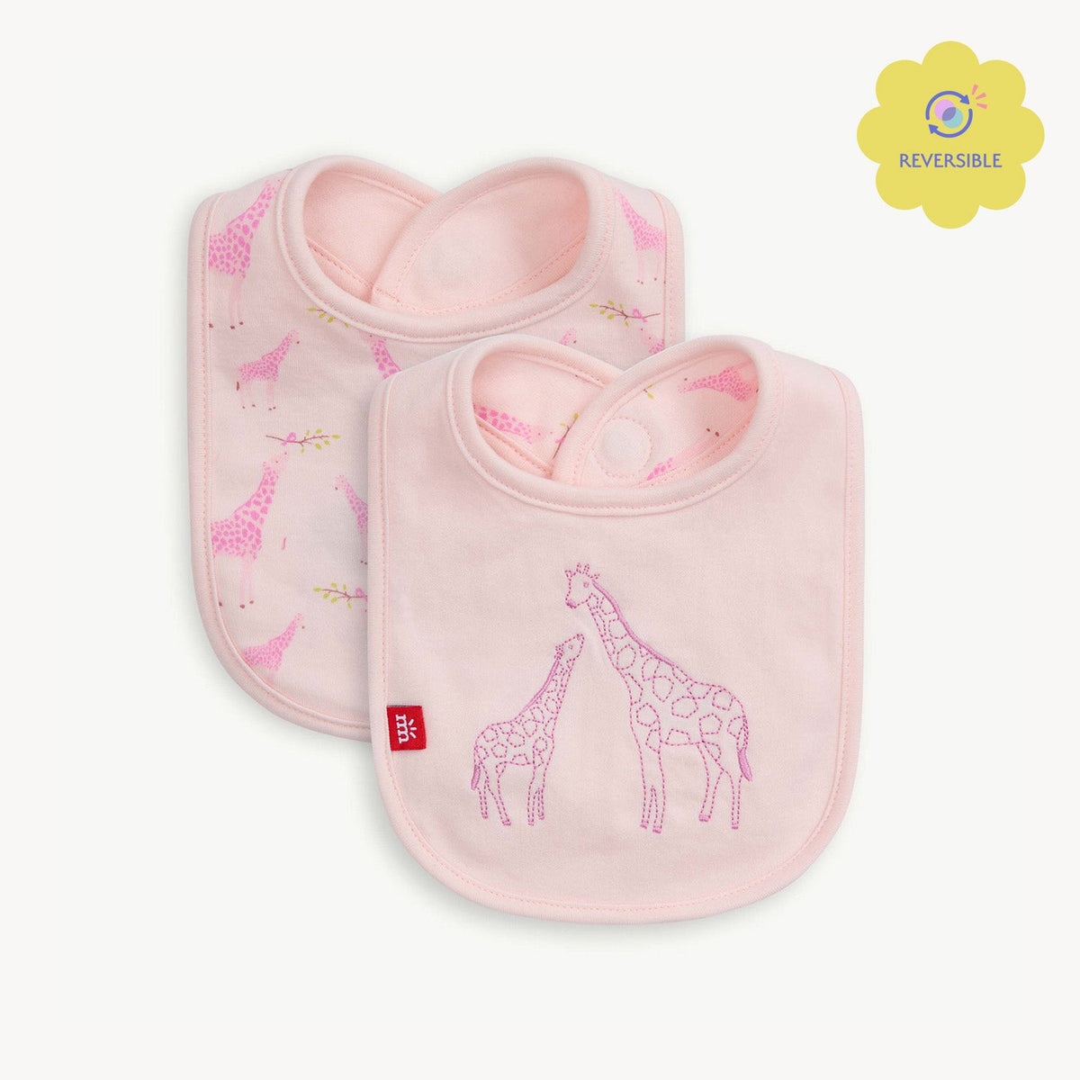 Magnetic Reversible Bib Pink Jolie Giraffe - Magnetic Me