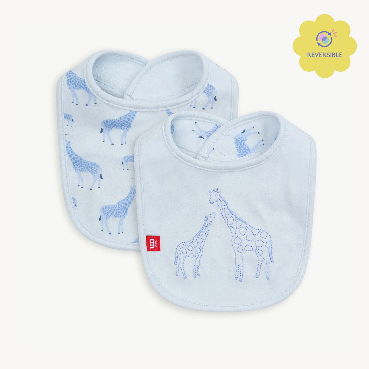 Magnetic Reversible Bib Blue Jolie Giraffe - Magnetic Me