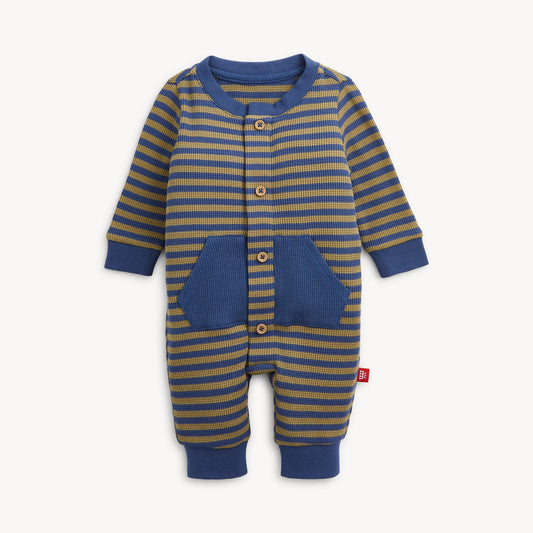Magnetic Romper Olive & Navy Stripe - Magnetic Me