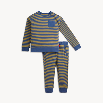 Magnetic Top & Jogger Set Olive & Navy Stripe - Magnetic Me