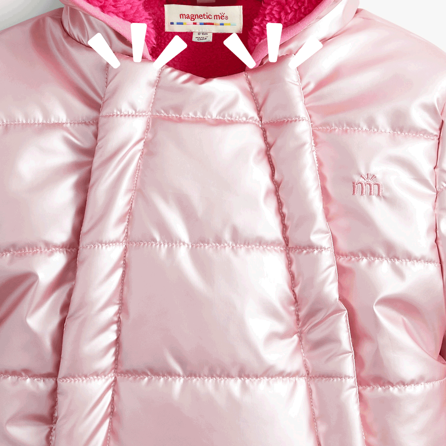 Midweight Magnetic Puffer Pram Pink Solid Metallic - Magnetic Me