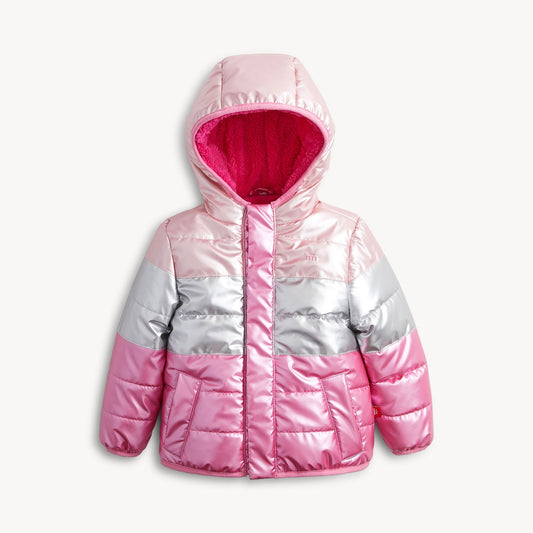 Midweight Magnetic Puffer Pink Colorblock Metallic - Magnetic Me