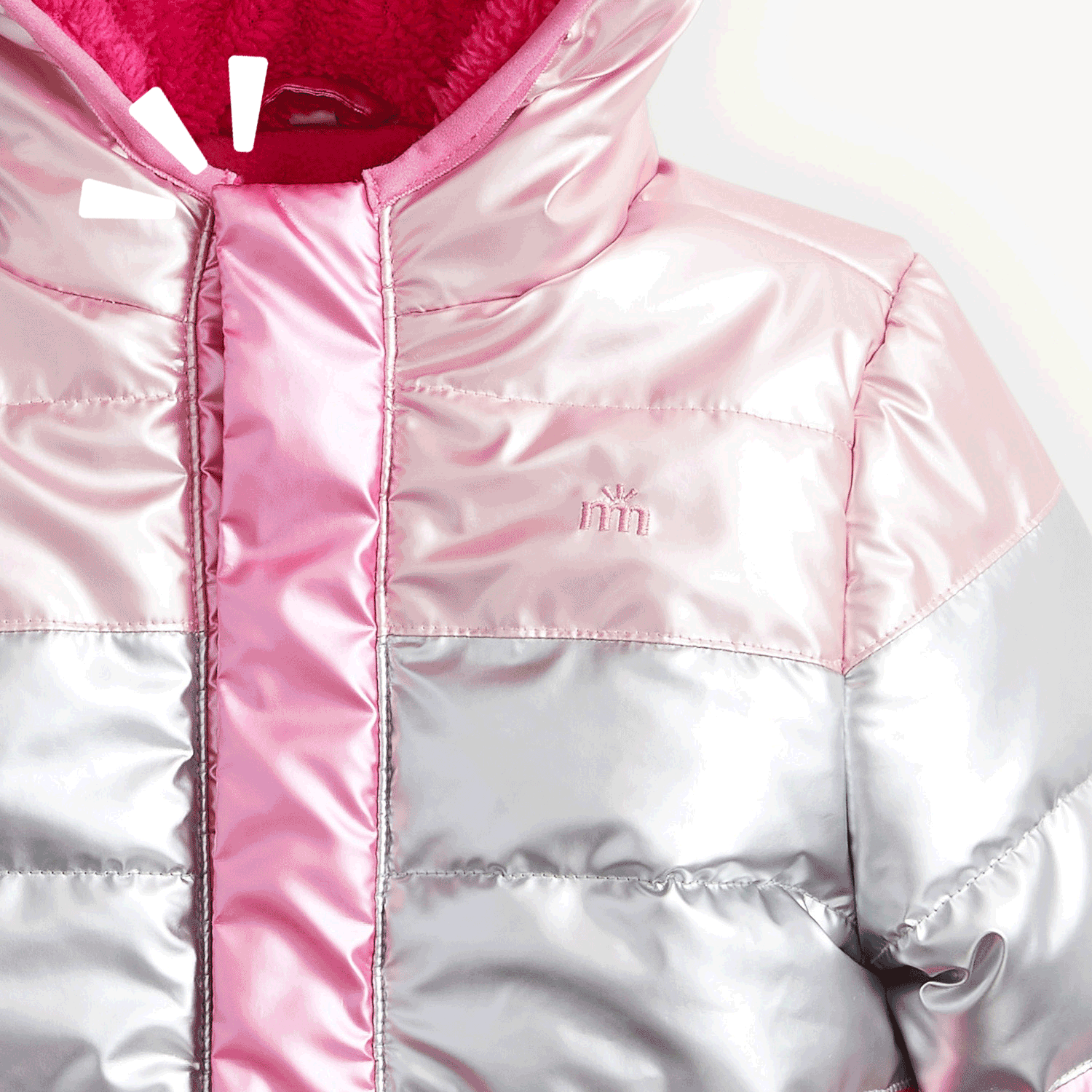 Midweight Magnetic Puffer Pink Colorblock Metallic - Magnetic Me