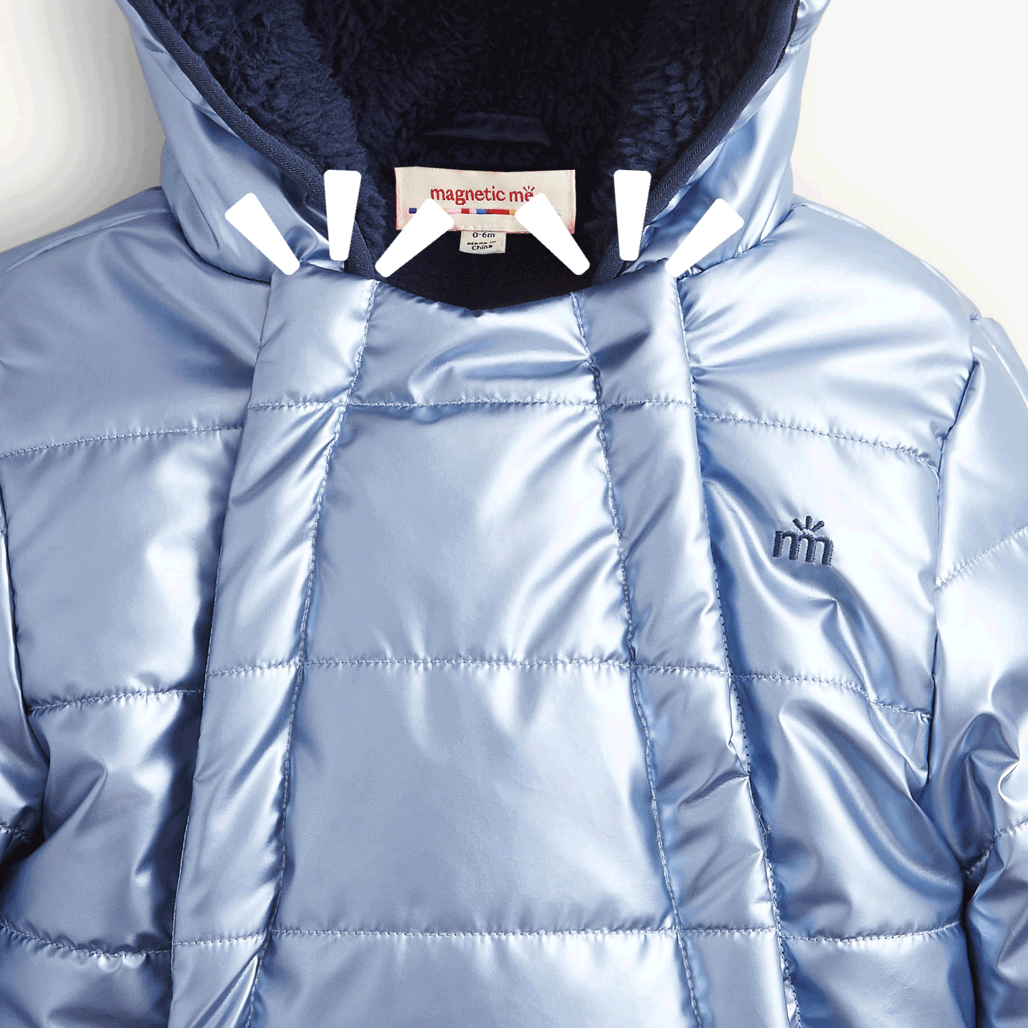 Midweight Magnetic Puffer Pram Blue Solid Metallic - Magnetic Me