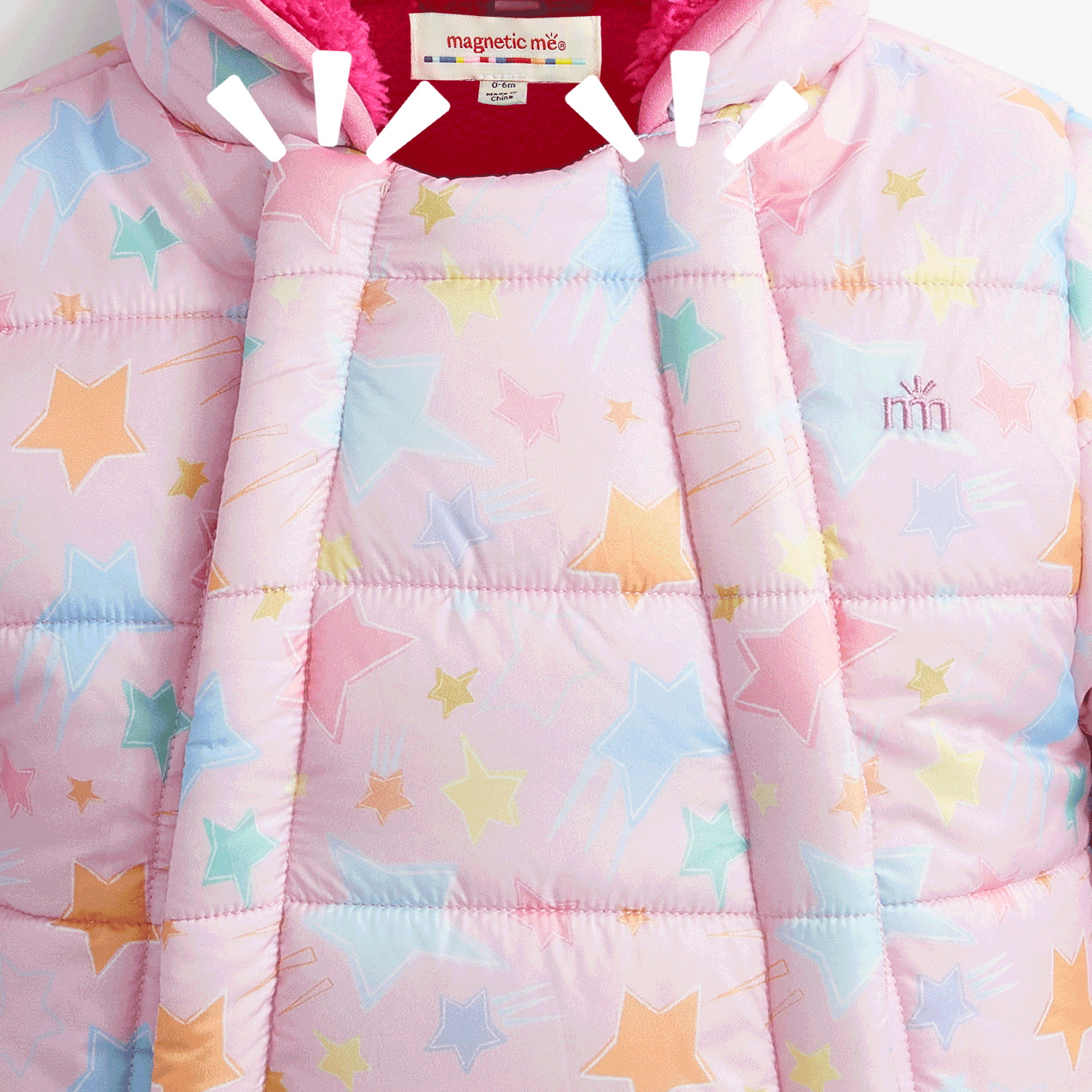 Heavyweight Magnetic Puffer Pram Pink Stars - Magnetic Me