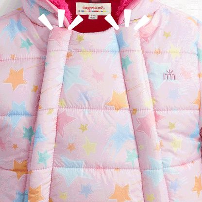 Heavyweight Magnetic Puffer Pram Pink Stars - Magnetic Me
