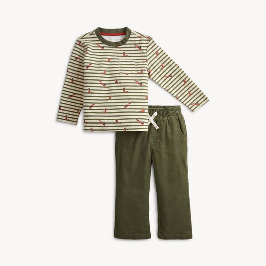 Magnetic Shirt & Pant Set Forest Stripe - Magnetic Me
