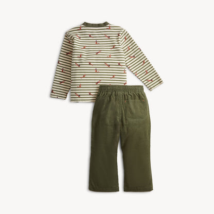 Magnetic Shirt & Pant Set Forest Stripe - Magnetic Me