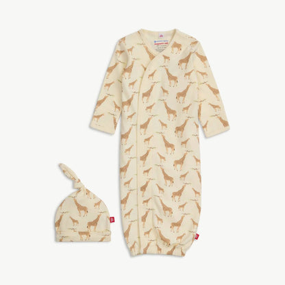 Magnetic Open Bottom Gown & Hat Set Cream Jolie Giraffe - Magnetic Me