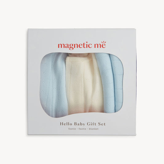 Hello Baby Gift Set Sky Blue / Cream - Magnetic Me