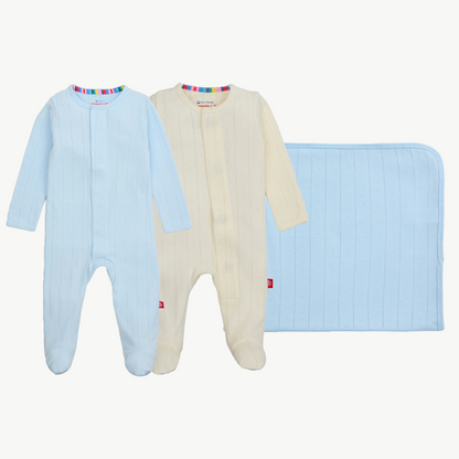 Hello Baby Gift Set Sky Blue / Cream - Magnetic Me