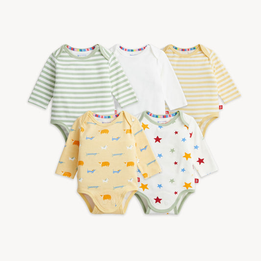 Magnetic 5-Pack Bodysuit Yellow Dog Combo - Magnetic Me