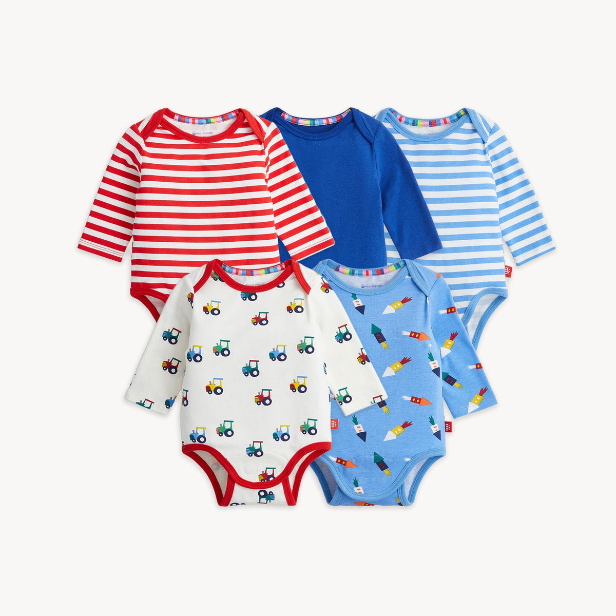 Magnetic 5-Pack Bodysuit Blue Tractor Combo - Magnetic Me