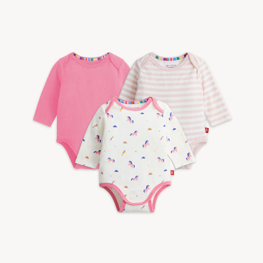 Magnetic 3-Pack Bodysuit Pink Unicorn Combo - Magnetic Me