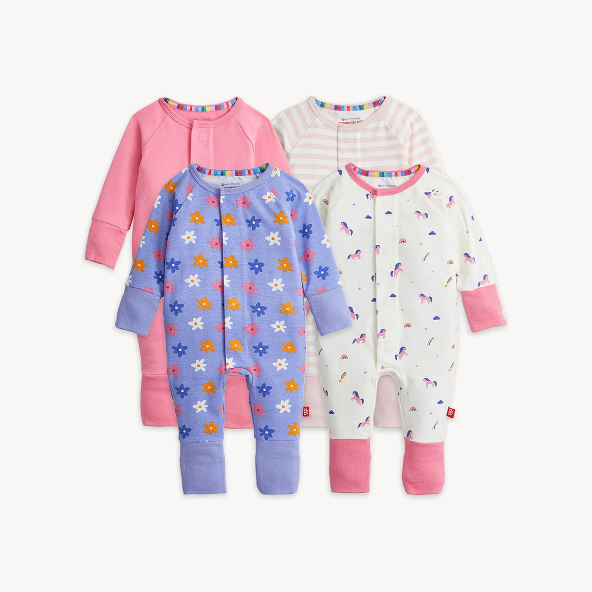 Magnetic 4-Pack Convertible Coverall Unicorn Pink Combo - Magnetic Me