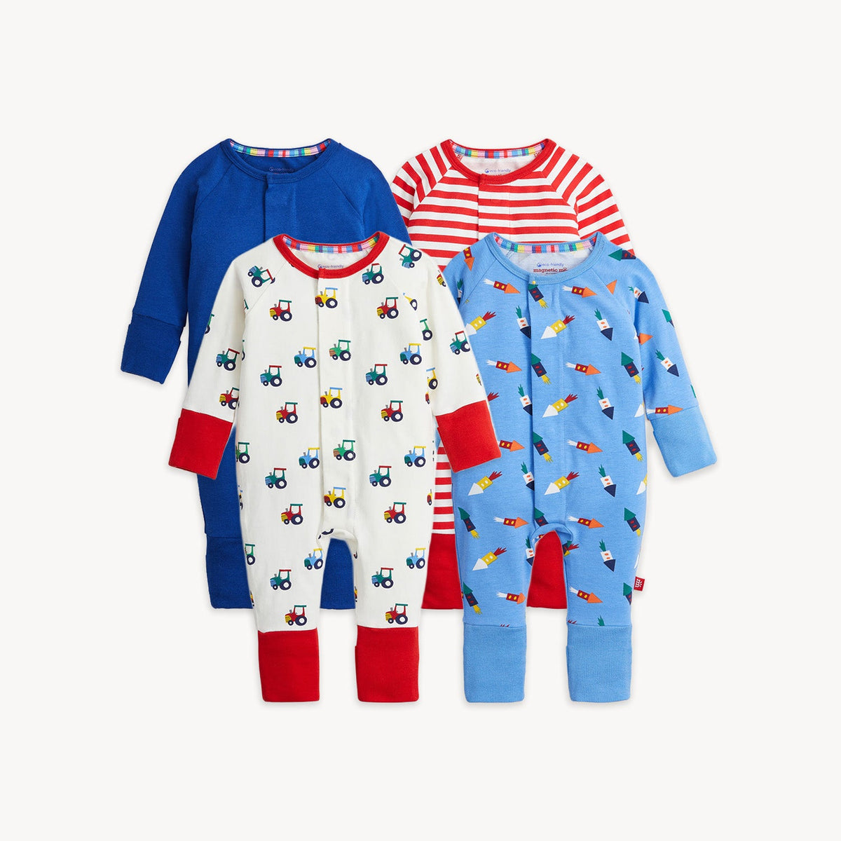 Magnetic 4-Pack Convertible Coverall Blue Tractor Combo - Magnetic Me