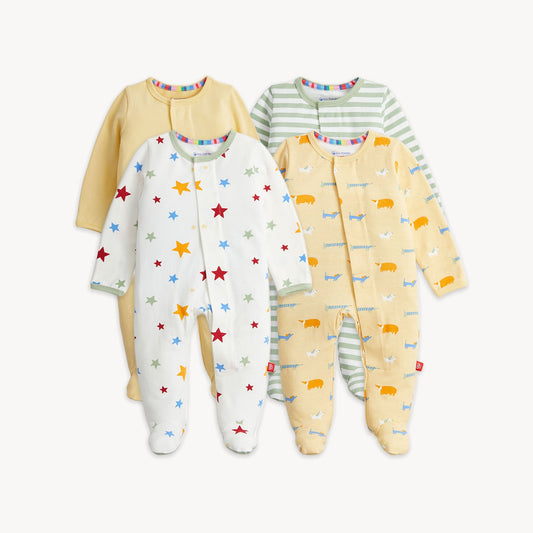 Magnetic 4-Pack Footie Yellow Dog Combo - Magnetic Me