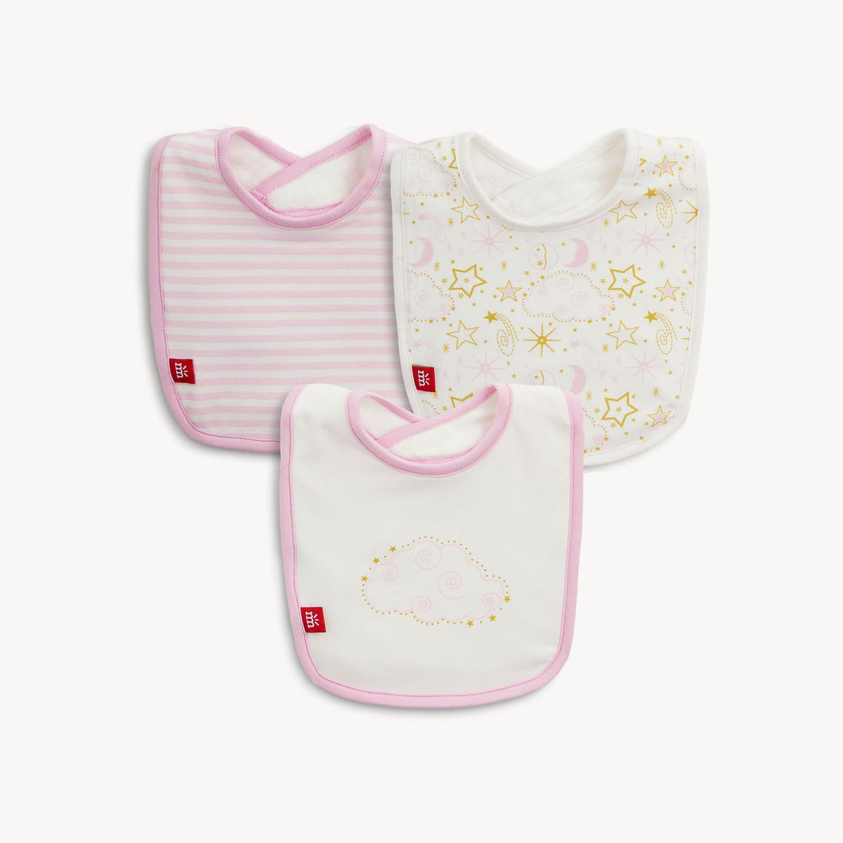 Magnetic Bib 3-Pack Star Signs Pink - Magnetic Me