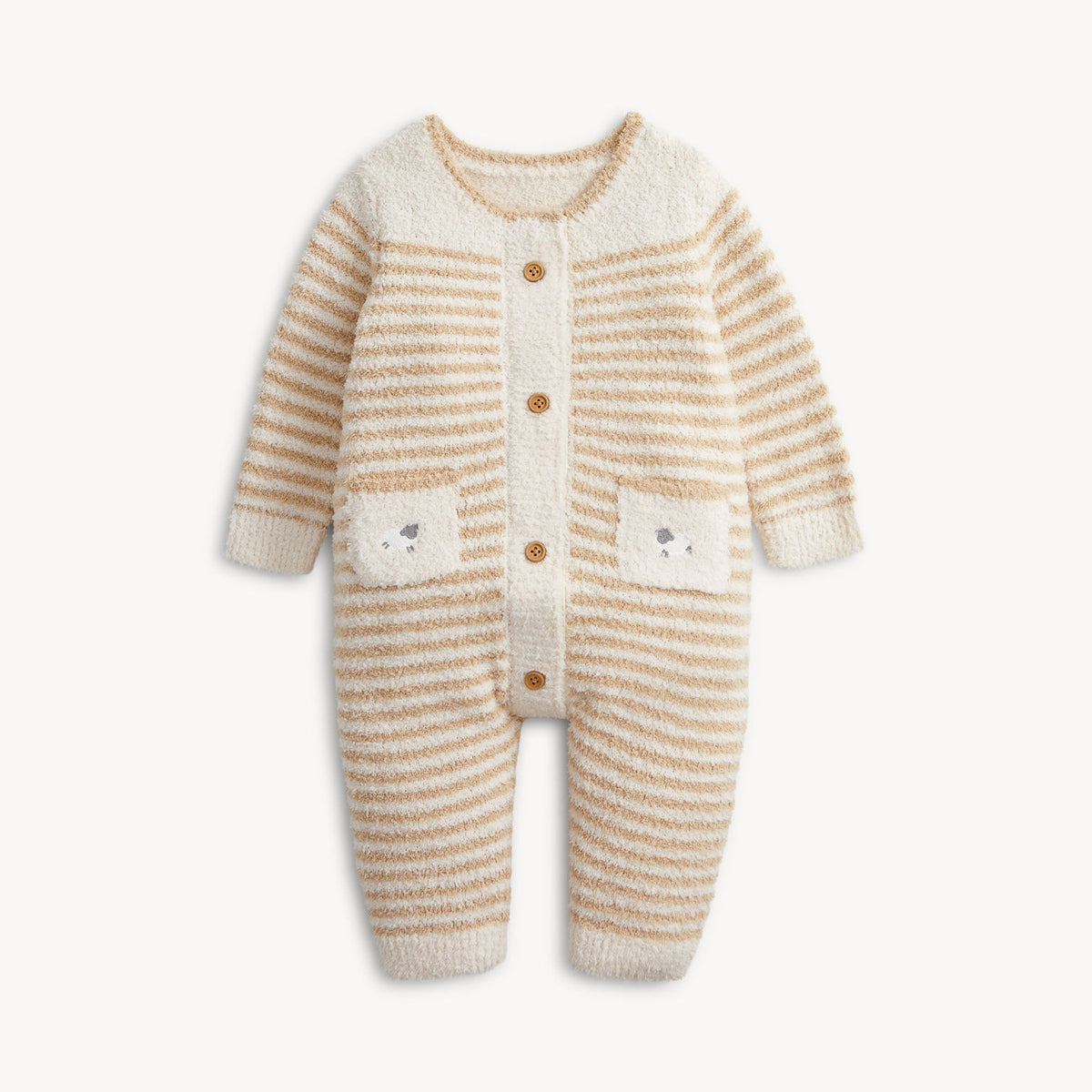 Magnetic Sweater Romper Baa Baa Stripe Cream - Magnetic Me