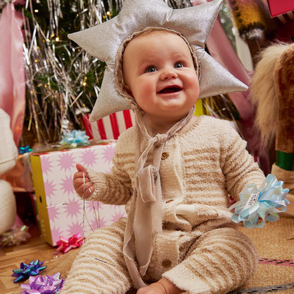 Magnetic Sweater Romper Baa Baa Stripe Cream - Magnetic Me