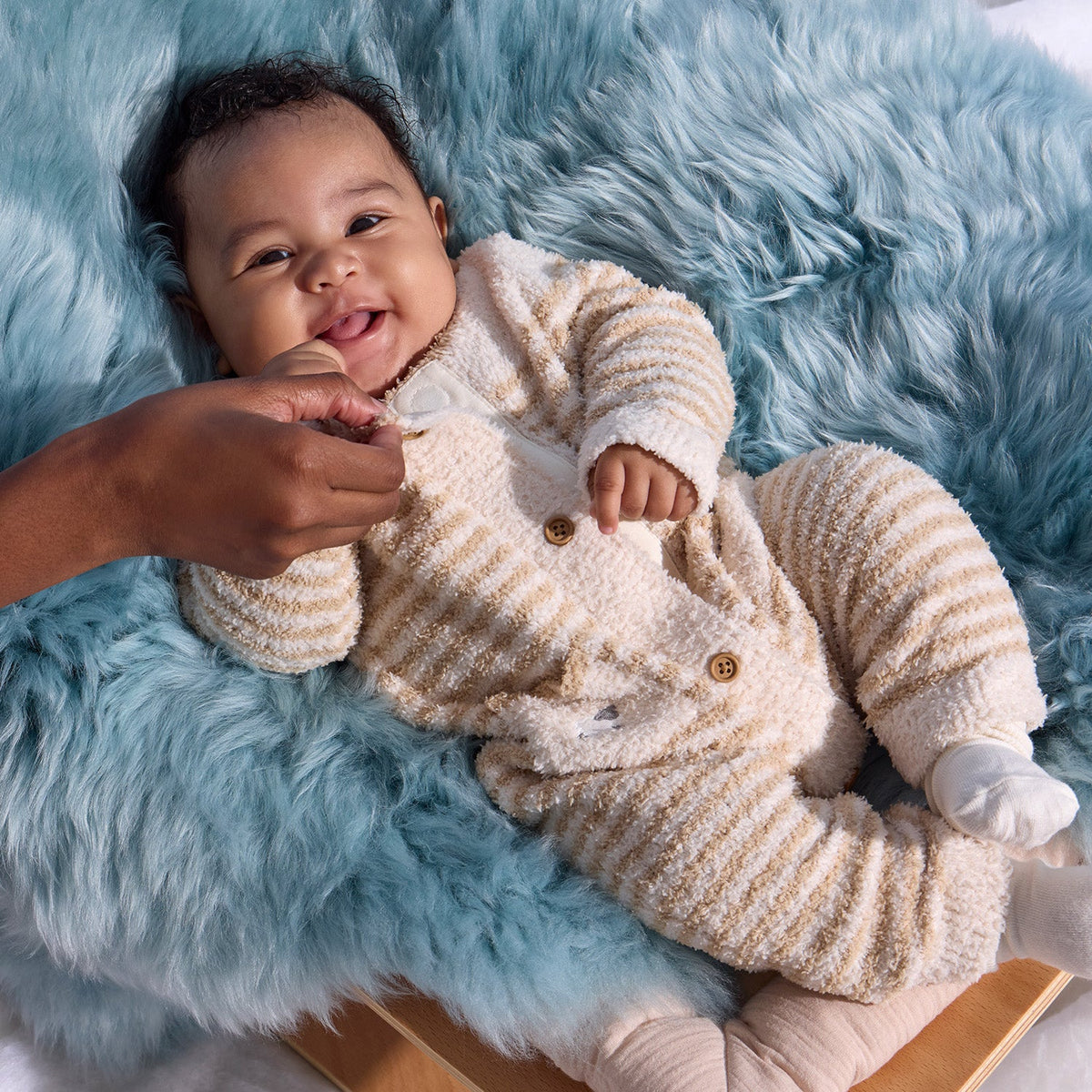 Magnetic Sweater Romper Baa Baa Stripe Cream - Magnetic Me
