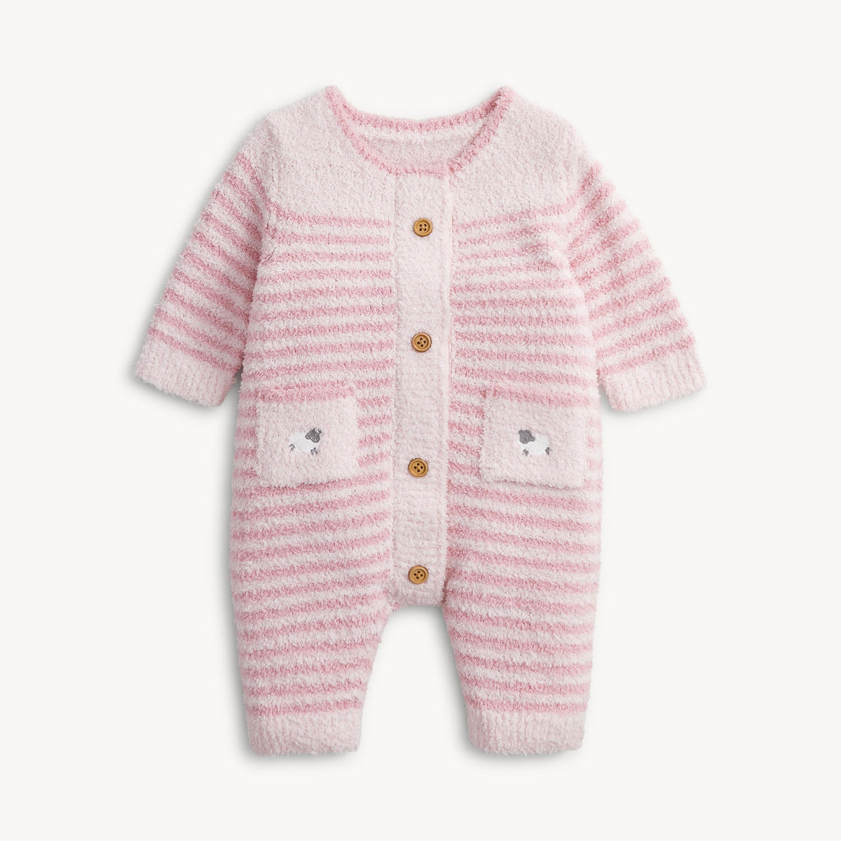 Magnetic Sweater Romper Baa Baa Stripe Pink - Magnetic Me