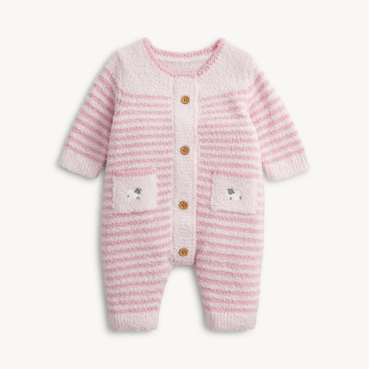 Magnetic Sweater Romper Baa Baa Stripe Pink - Magnetic Me