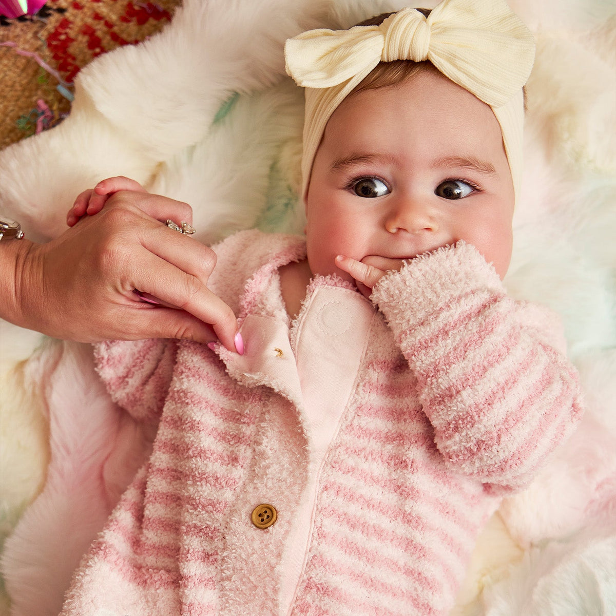 Magnetic Sweater Romper Baa Baa Stripe Pink - Magnetic Me