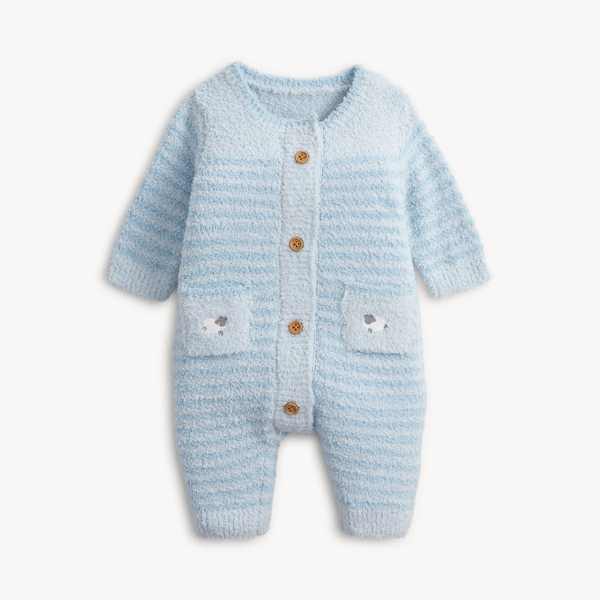 Magnetic Sweater Romper Baa Baa Stripe Blue - Magnetic Me