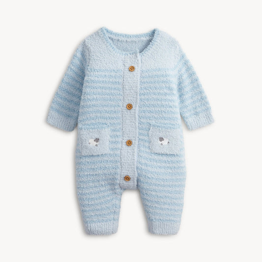 Magnetic Sweater Romper Baa Baa Stripe Blue - Magnetic Me