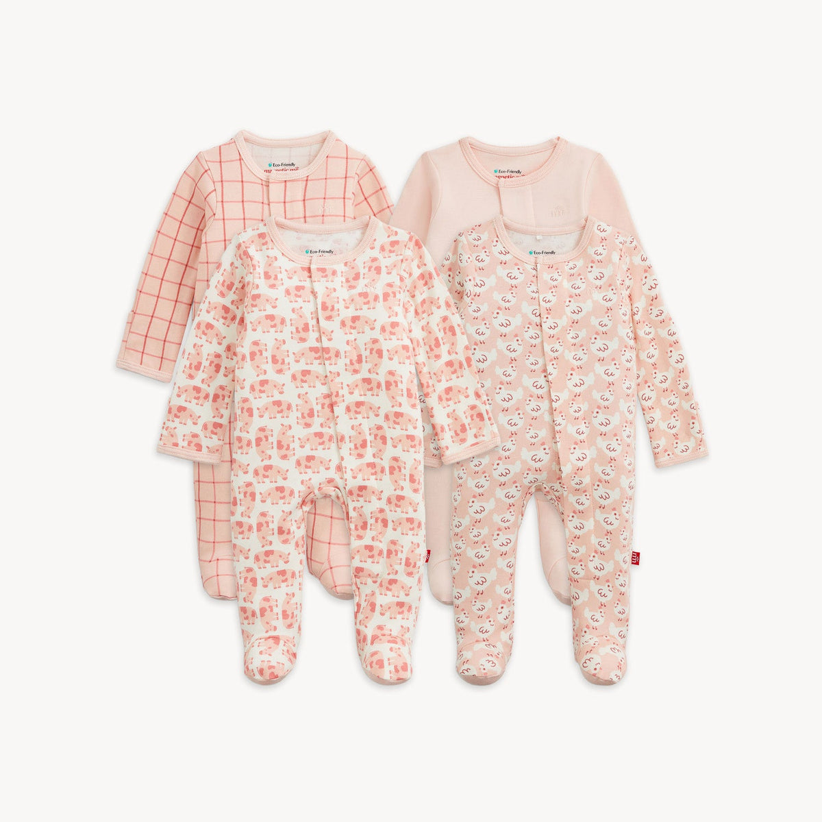 Magnetic 4-Pack Footie Pink Farm Combo - Magnetic Me