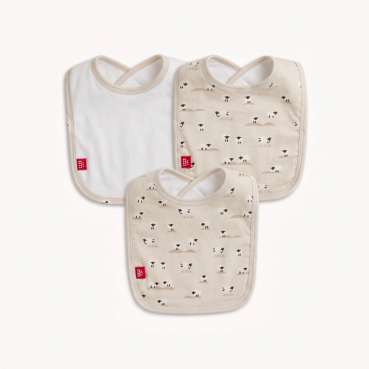 Magnetic Bib 3-Pack Baa Baa Baby Cream - Magnetic Me