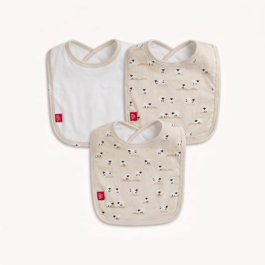 Magnetic Bib 3-Pack Baa Baa Baby Cream - Magnetic Me