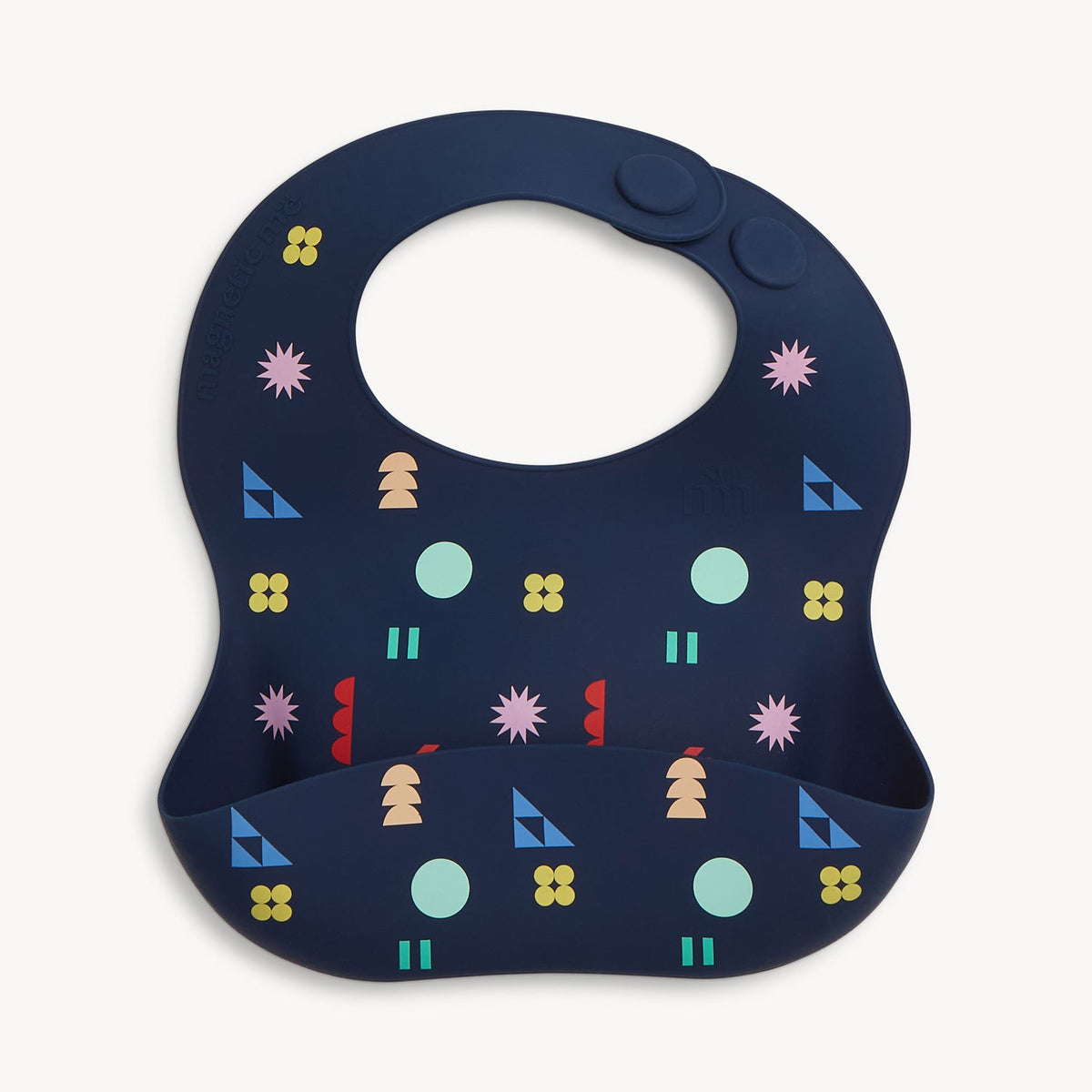Magnetic Silicone Bib Navy Geo - Magnetic Me