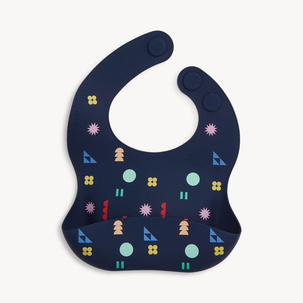 Magnetic Silicone Bib Navy Geo - Magnetic Me