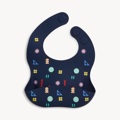 Magnetic Silicone Bib Navy Geo - Magnetic Me