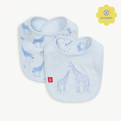 Magnetic Reversible Bib Blue Jolie Giraffe - Magnetic Me