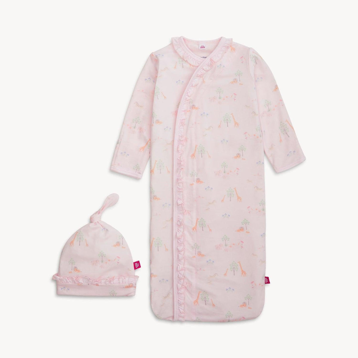 Magnetic Gown & Hat Set with Ruffle Pink Serene Safari - Magnetic Me