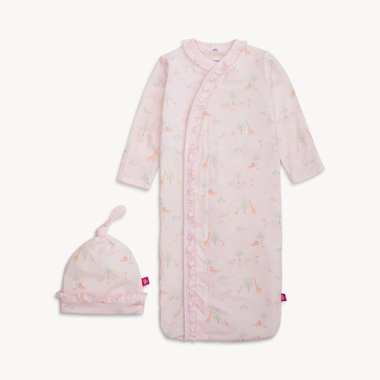 Magnetic Gown & Hat Set with Ruffle Pink Serene Safari - Magnetic Me