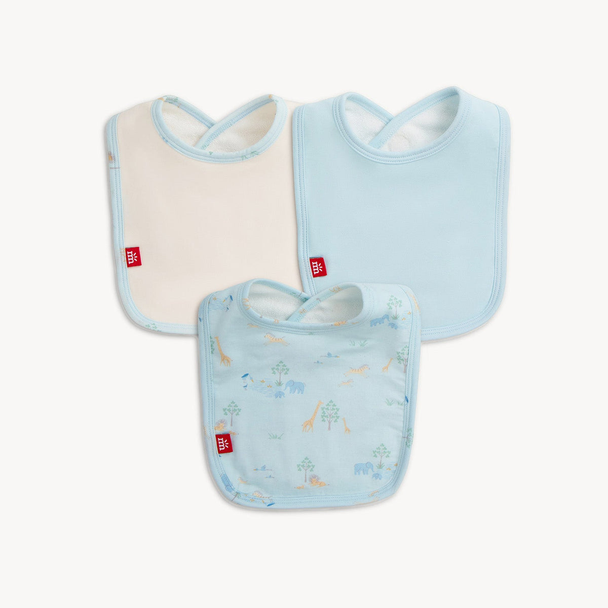 Magnetic Bib 3-Pack Blue Serene Safari - Magnetic Me